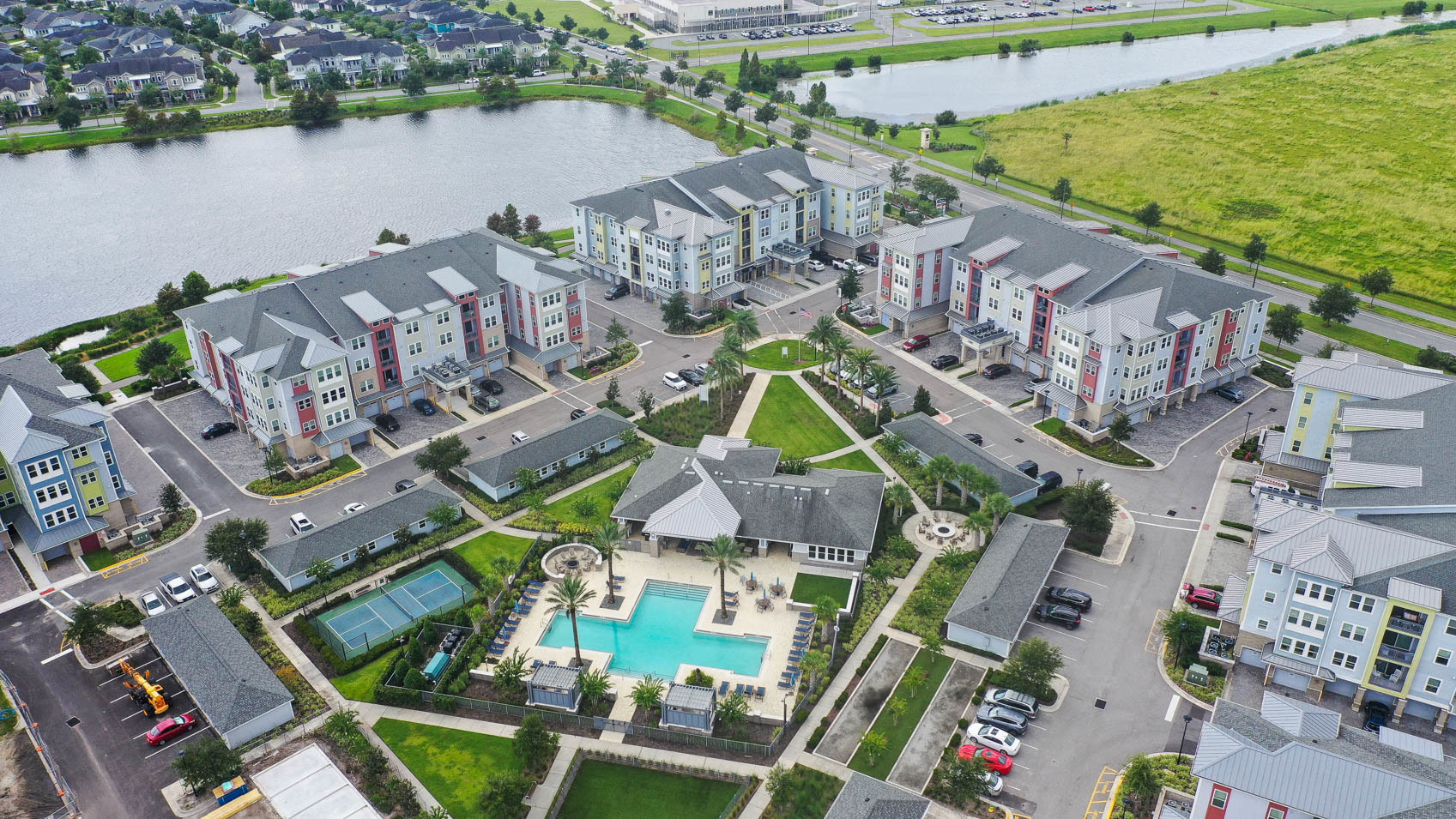 drone shot of condo community in lake nona