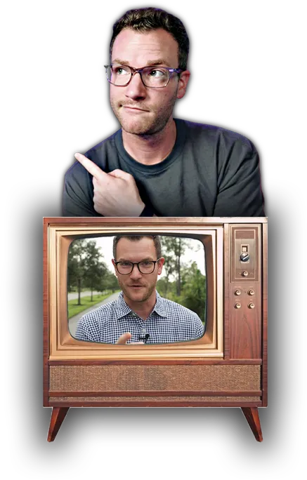 Ken Pozek pointing and in a tv frame