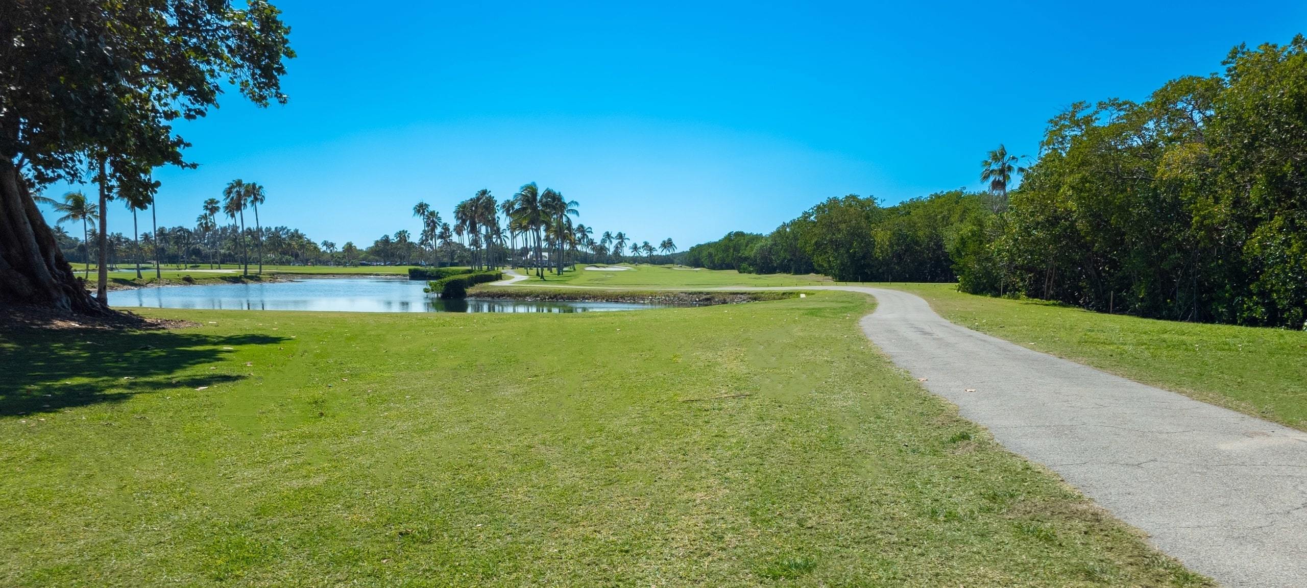 Golf course in the Orlando area with blue skies