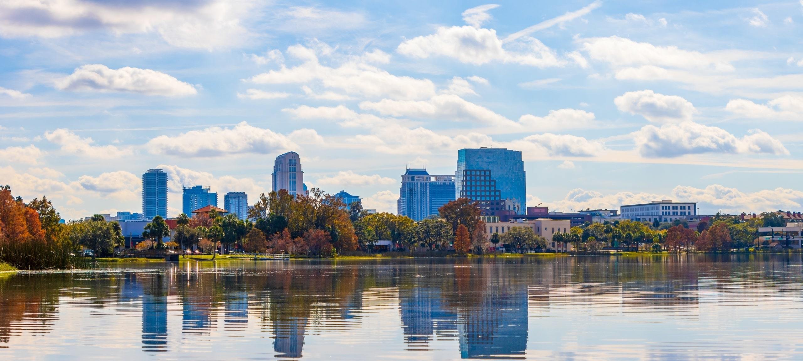 View of downtown from Lake Ivanhoe Park, College Park