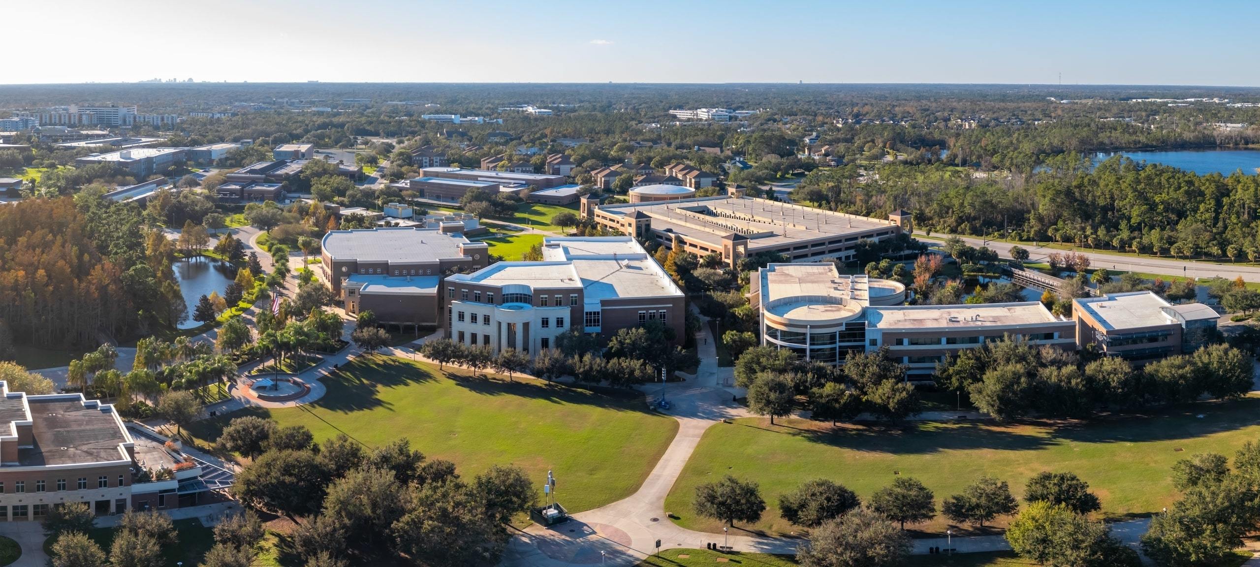 Aerial view of the University of Central Florida campus, East Orlando