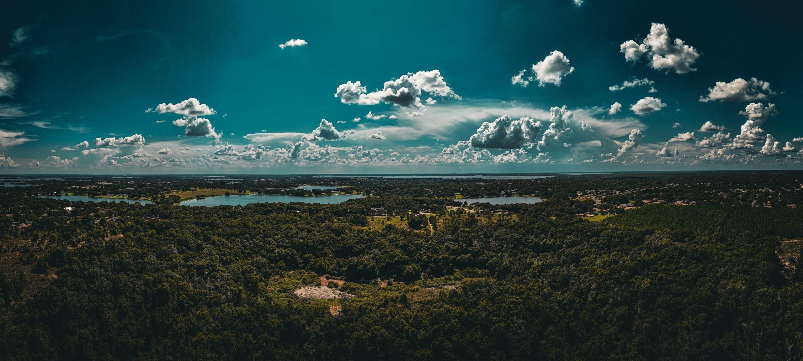Aerial view over Eustis, FL