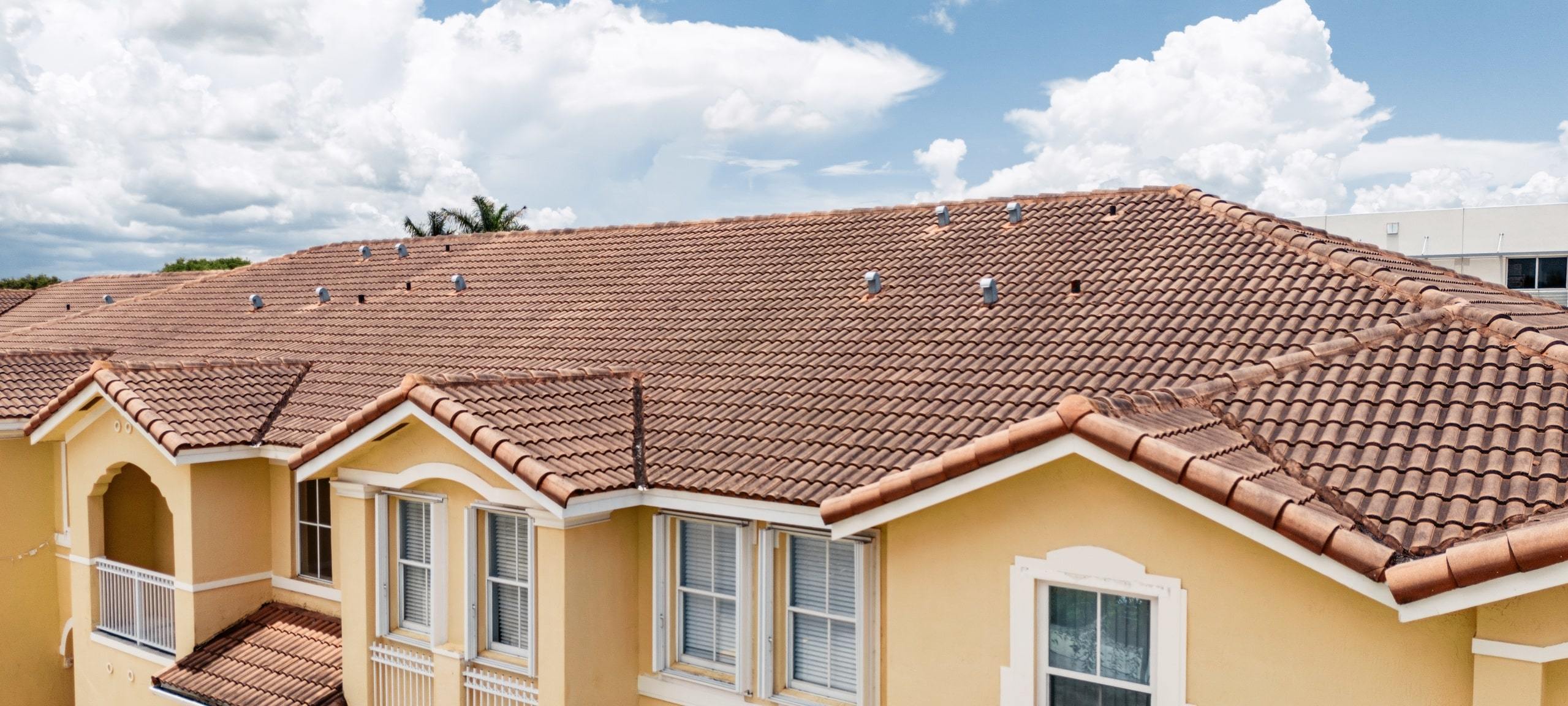 Top view of Mediterranean-style townhomes outside of the Orlando area