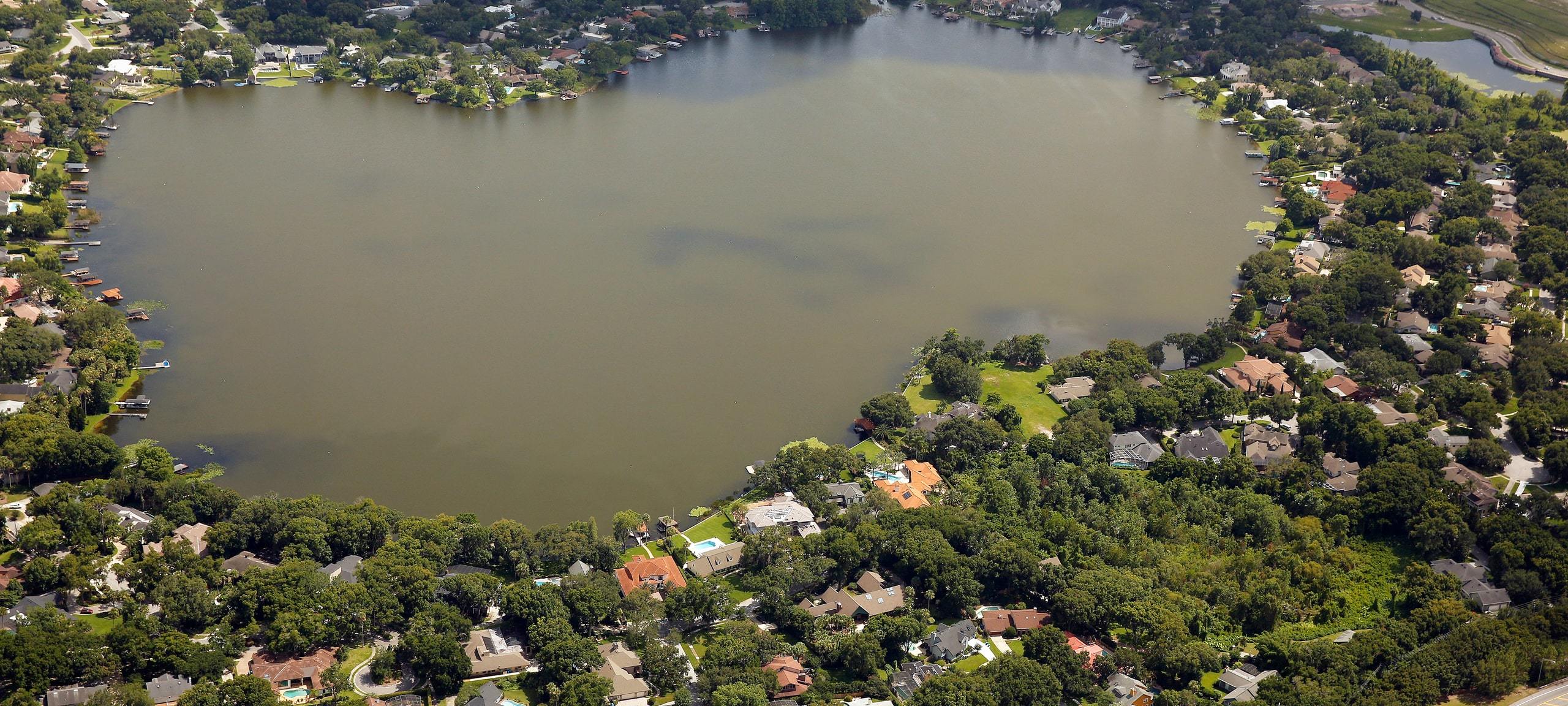 Aerial view over the Butler Chain of Lakes and waterfront homes, just outside of Orlando
