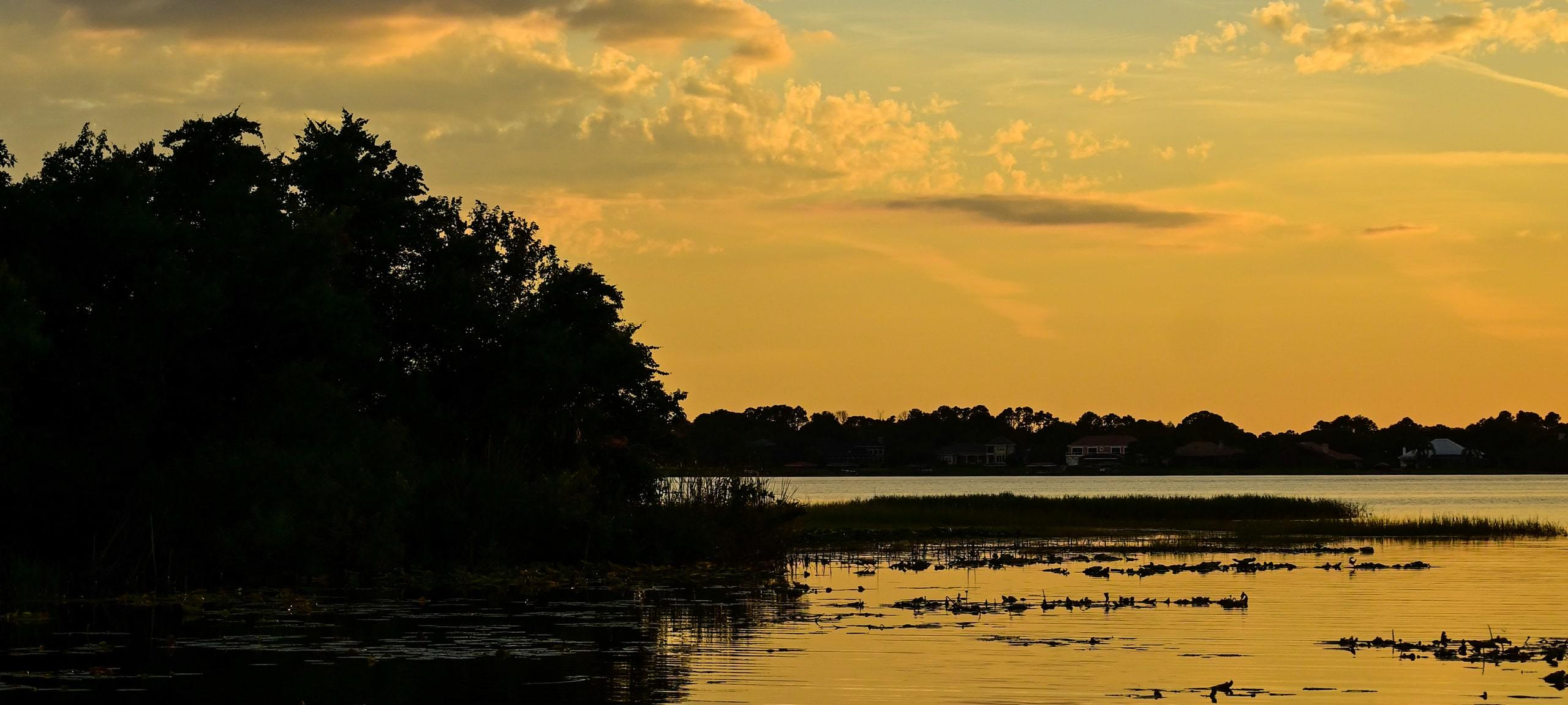Sunset over Lake Butler, Windermere and waterfront homes